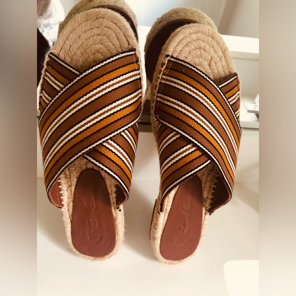 GIFTABLE NWOT Loro Piana Crossover Suitcase Striped Canvas Espadrille Slides . - Picture 3 of 12